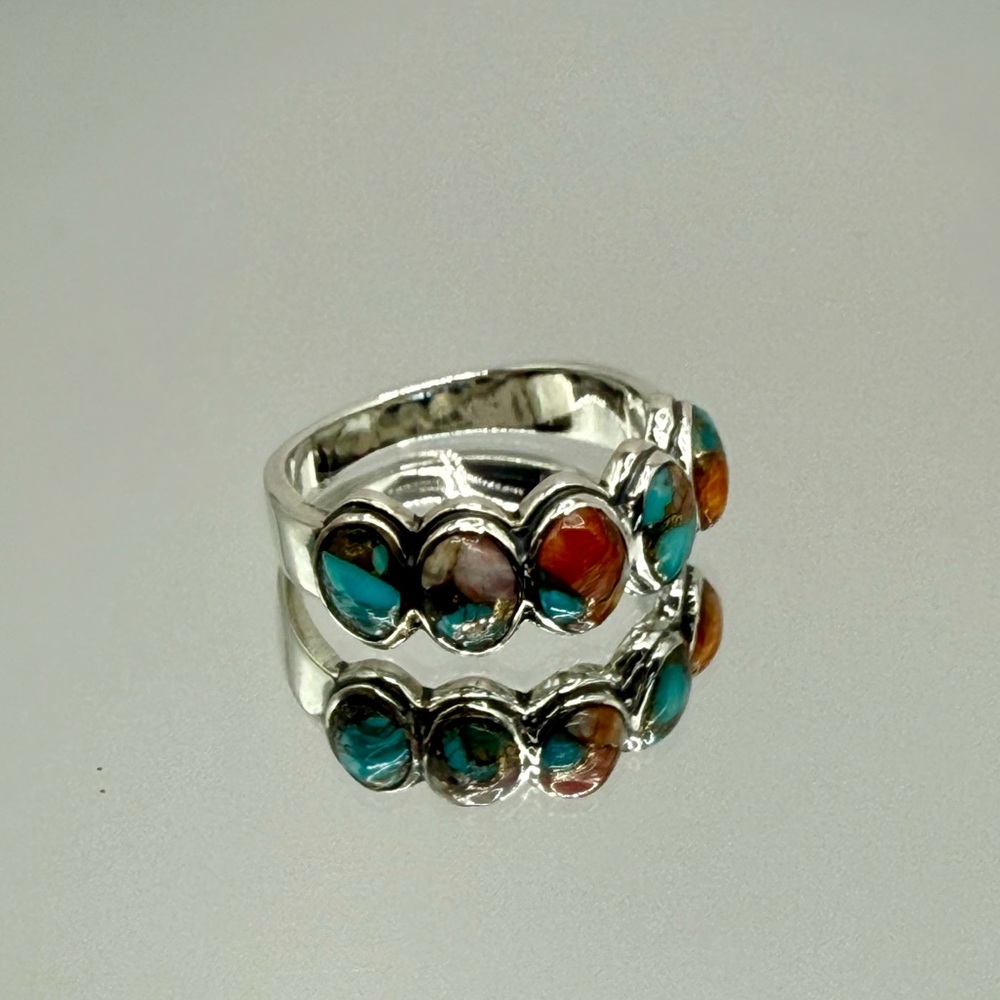 NWT Spiny Turquoise Stones Set in Sterling Silver Ring - Picture 3 of 10